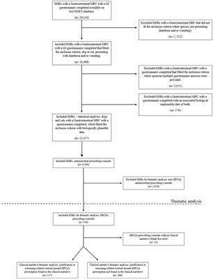 A mixed-methods approach utilising electronic health records to examine antimicrobial prescription surrounding gastrointestinal clinical presentations in dogs and cats